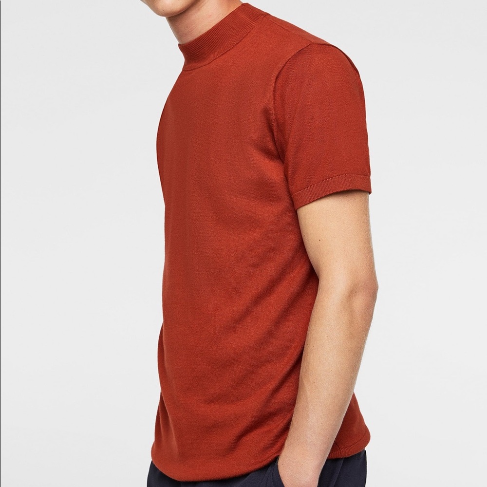 Zara Men’s Short Sleeve Mock Neck Sweater